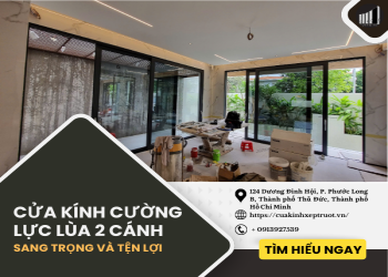 Cửa kính cường lực lùa 2 cánh – Sang trọng và tiện lợi