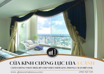 Mẫu cửa kính cường lực lùa 4 cánh cao cấp, chất lượng cao