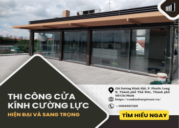 Thi công cửa kính cường lực trượt hiện đại và sang trọng