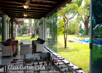 Cửa kính lùa 12 cánh 6 ray hiện đại từ Glass Curtains SEA
