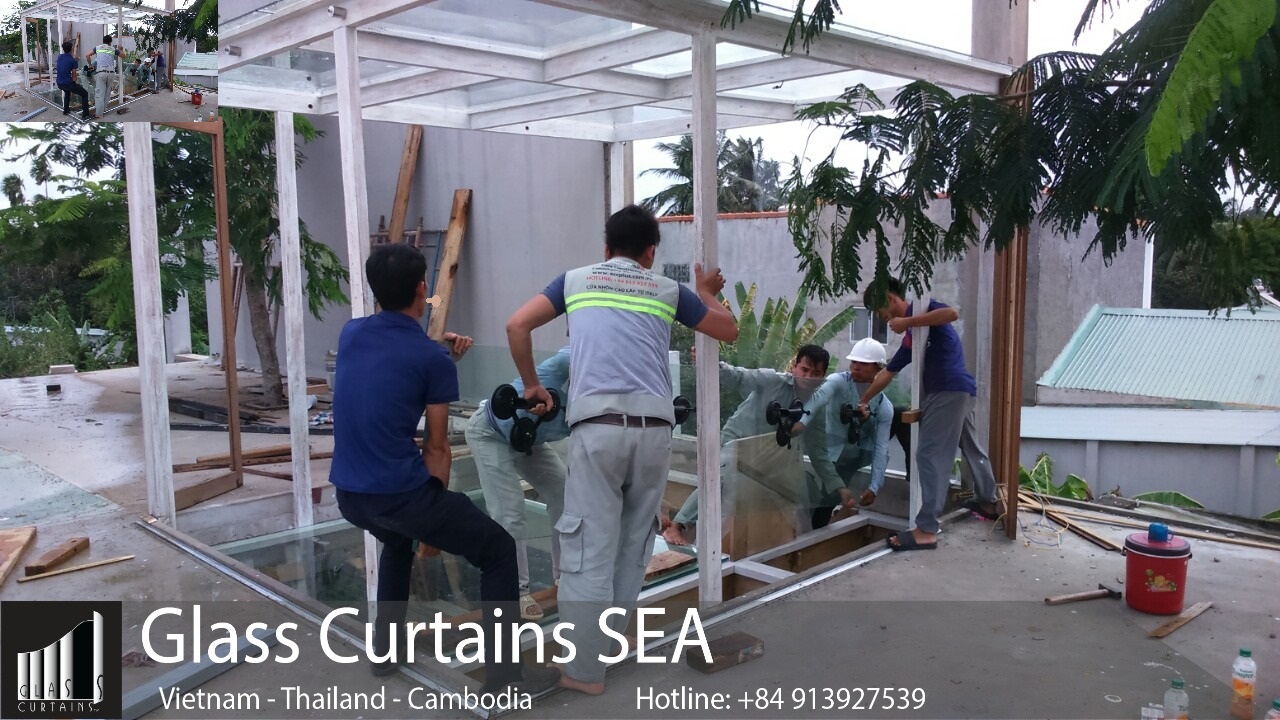 Thi công mái kính ngoài trời tại Glass Curtains SEA 1