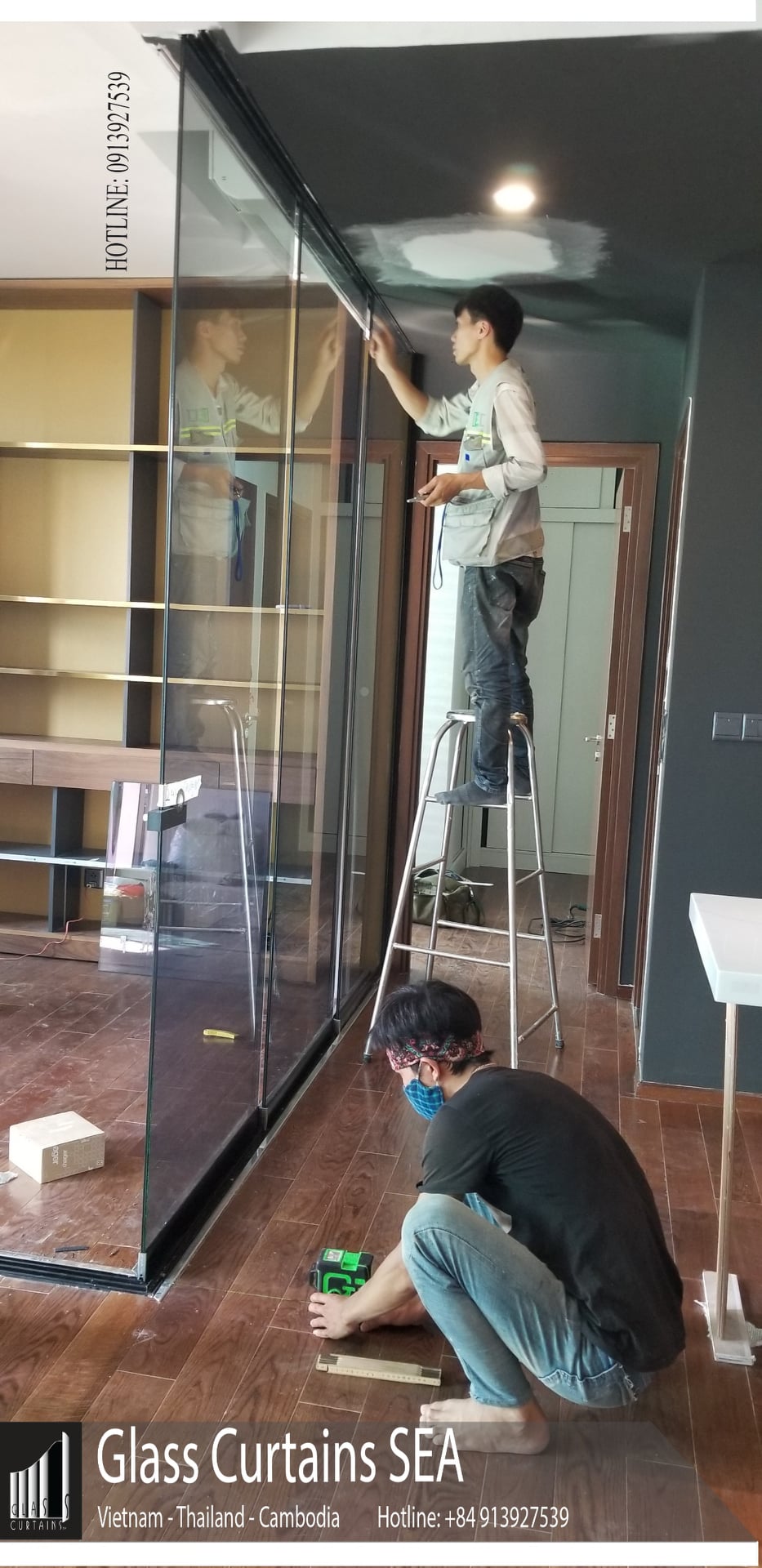 Glass Curtain Sea thi công vách kính di động cho căn hộ THE D EDGE 1