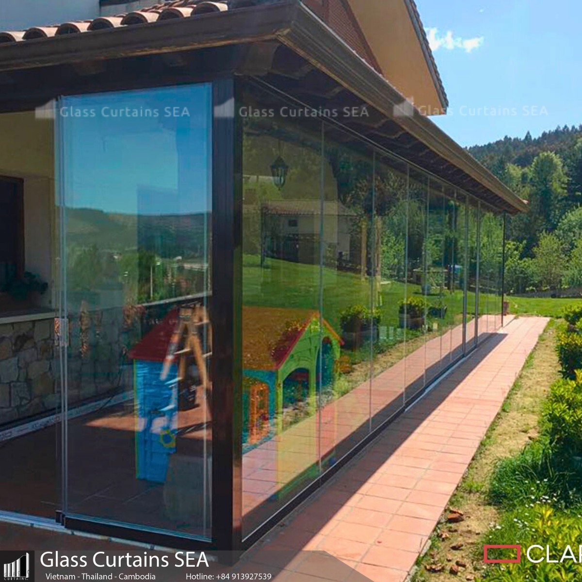 Thi công cửa kính cường lực không khung tại Glass Curtains SEA 1
