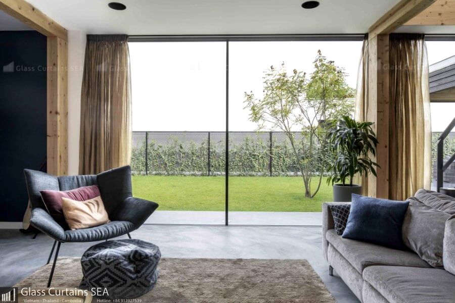 Thi công cửa kính lùa slim tại Glass Curtains SEA 67
