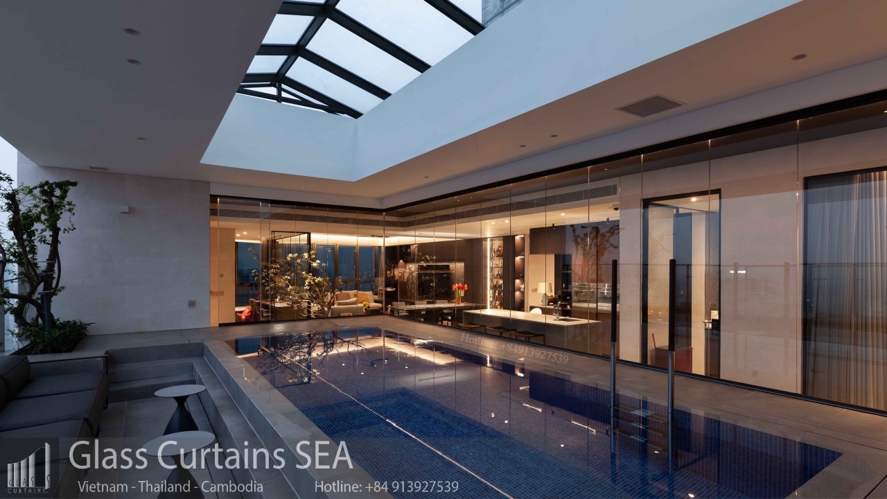 Thi công cửa kính lùa xếp gấp tại Glass Curtains SEA 9