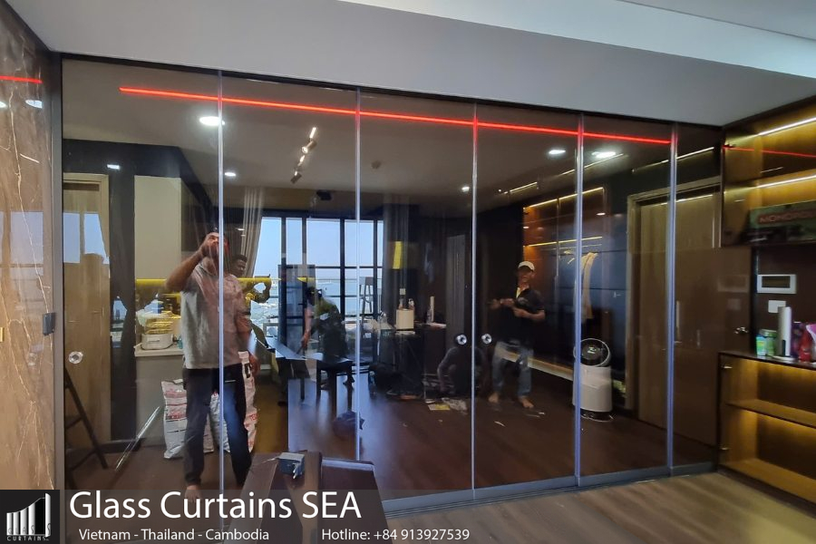 Thi công cửa kính mở lùa tại Glass Curtains SEA 6