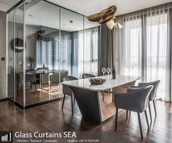 Thi công cửa kính mở lùa tại Glass Curtains SEA