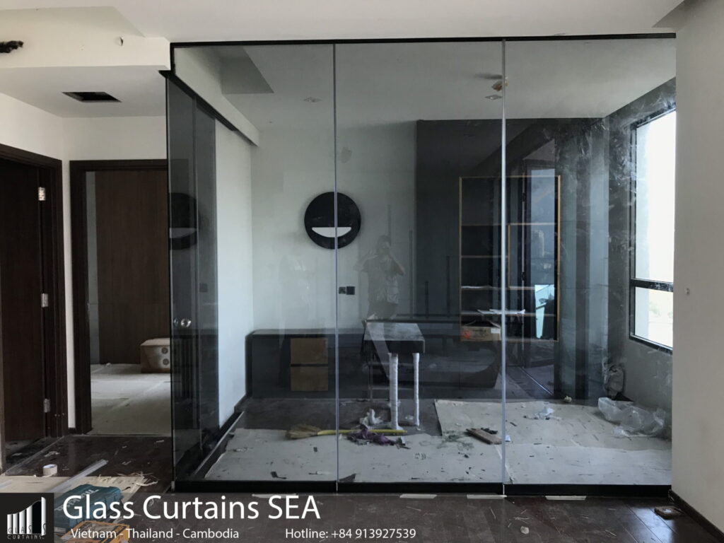 Thi công cửa kính mở lùa tại Glass Curtains SEA 1