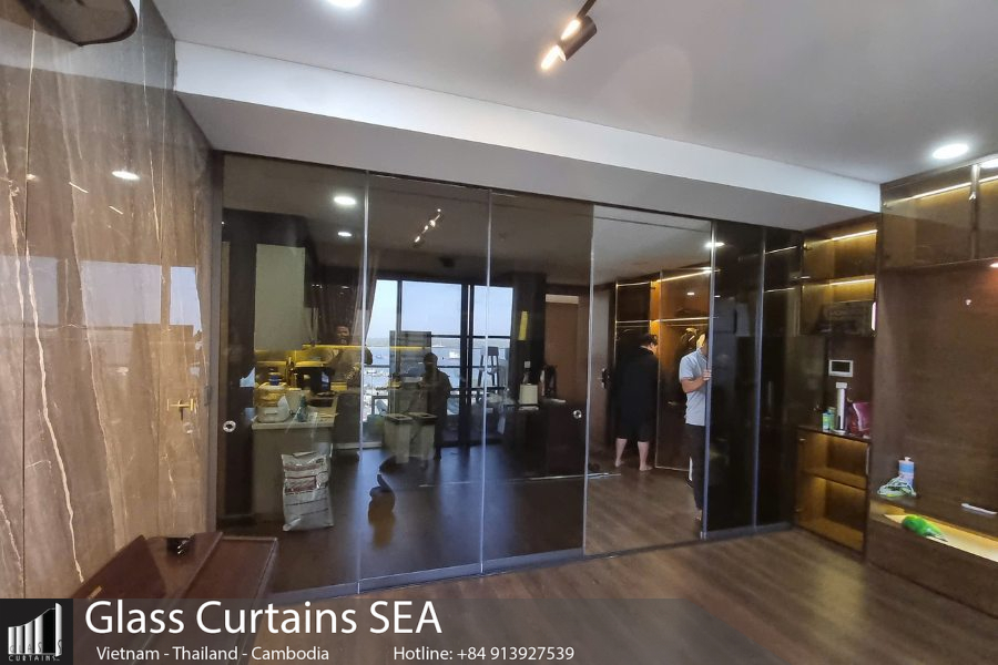 Thi công cửa kính mở lùa tại Glass Curtains SEA 3