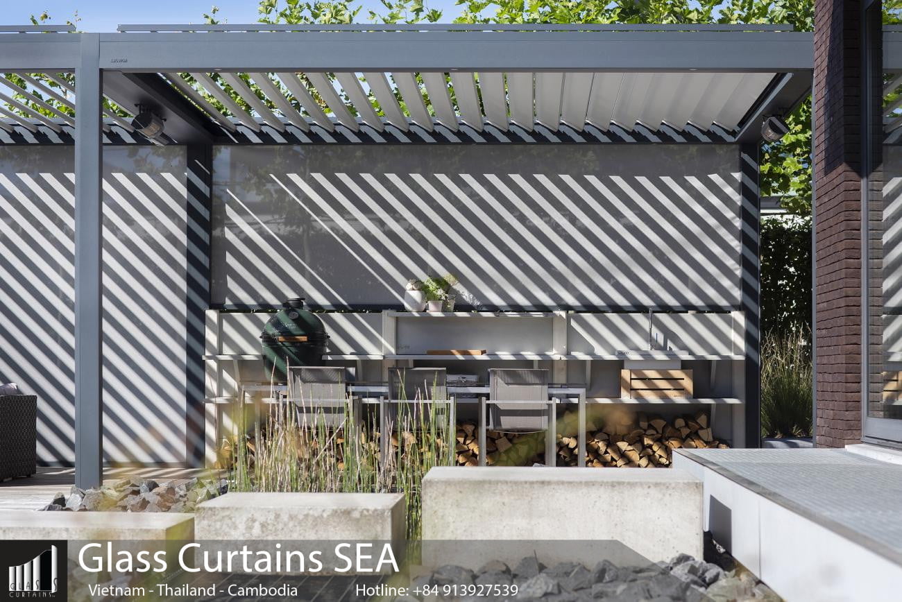 Thi công giàn hoa khung nhôm tại Glass Curtains SEA