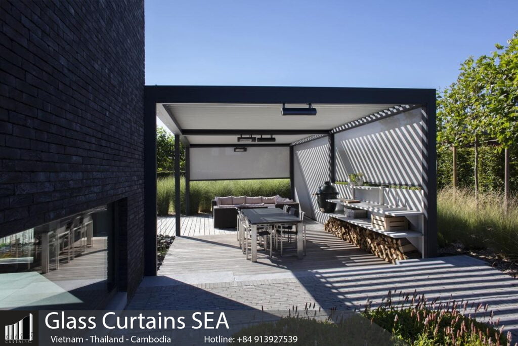 Thi công giàn hoa khung nhôm tại Glass Curtains SEA 3