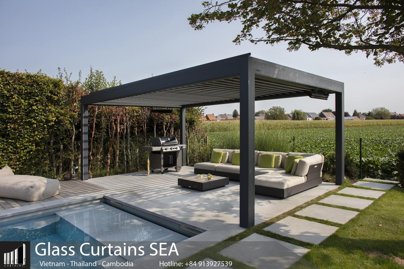 Thi công giàn hoa khung nhôm tại Glass Curtains SEA 2
