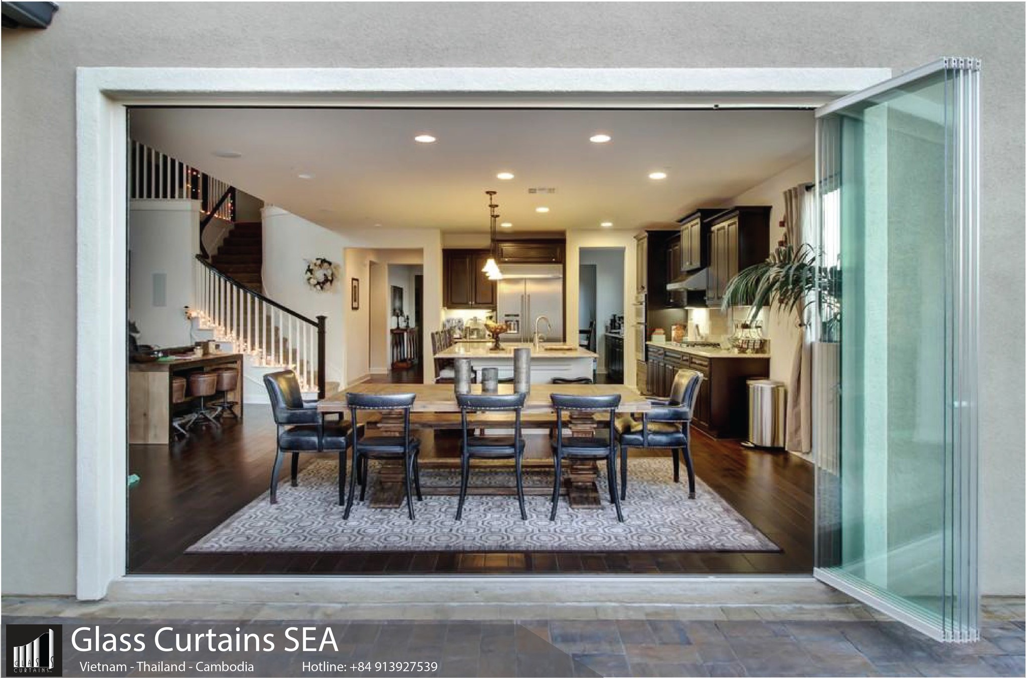 mẫu cửa nhôm xếp trượt tại Glass Curtains SEA 3