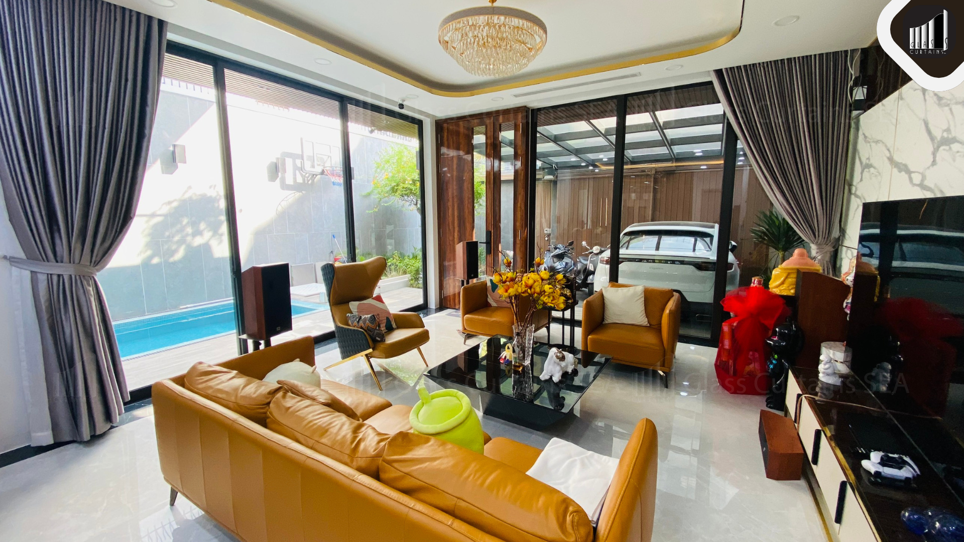 Thi công mẫu vách ngăn nhôm kính tại Glass Curtains SEA 1