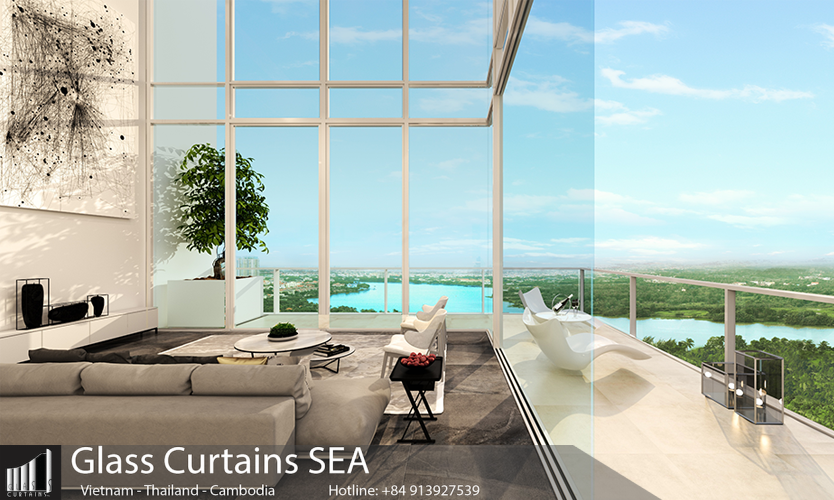 Penthouse Masteri Thảo Điền thi công bởi glass curtain sea