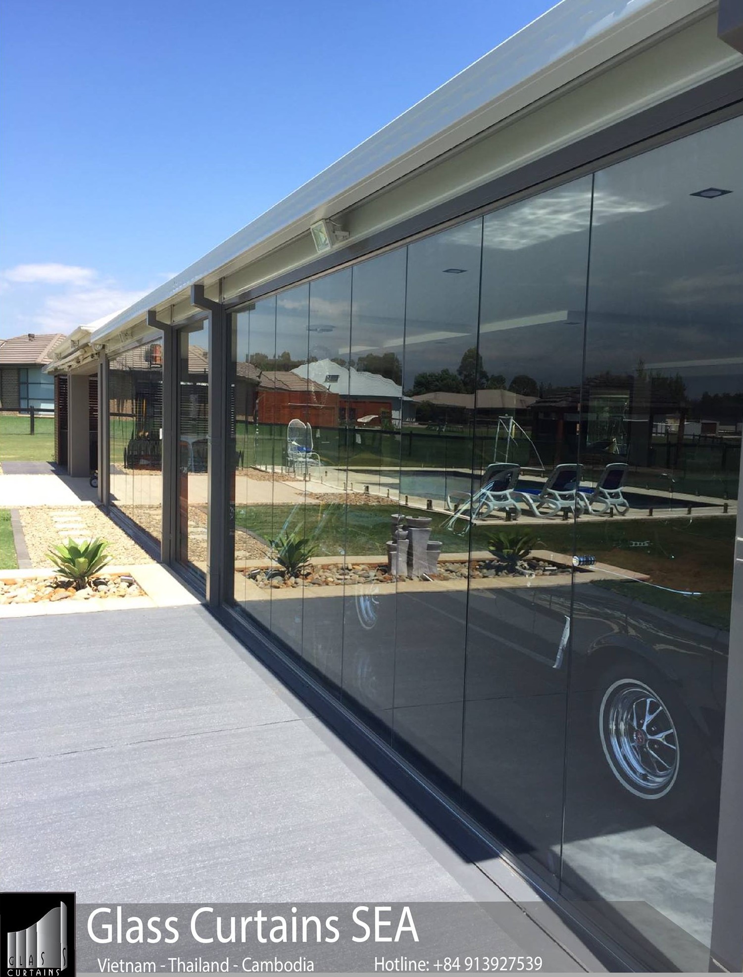 Thi công vách kính cường lực tại Glass Curtains SEA sang trọng