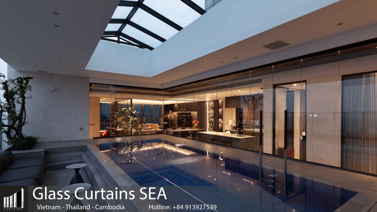 Thi công vách kính cường lực tại Glass Curtains SEA