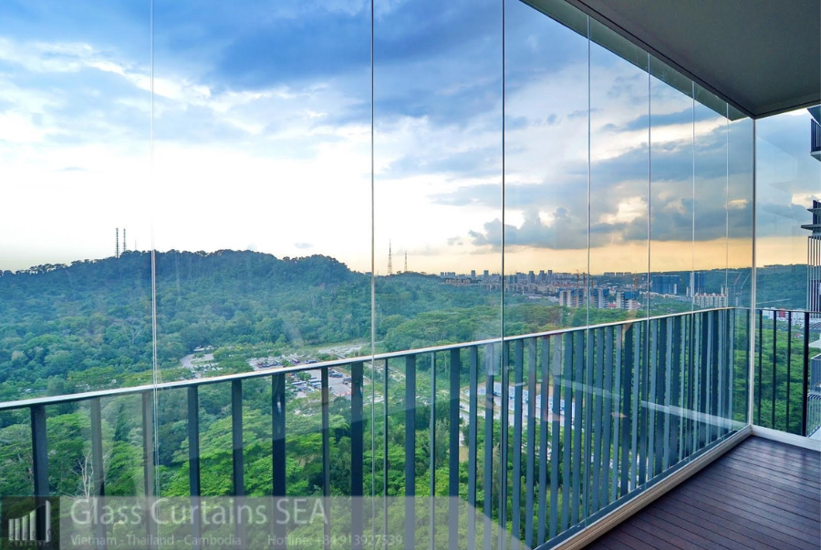 Thi công vách kính không khung tại Glass Curtains SEA 4