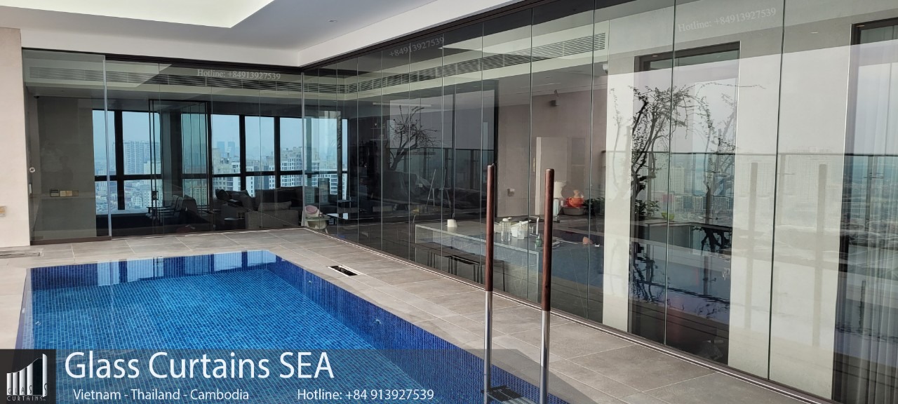 Thi công vách kính không khung tại Glass Curtains SEA 3