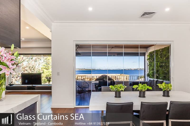 Thi công vách ngăn di động phòng khách tại Glass Curtains SEA hiện đại