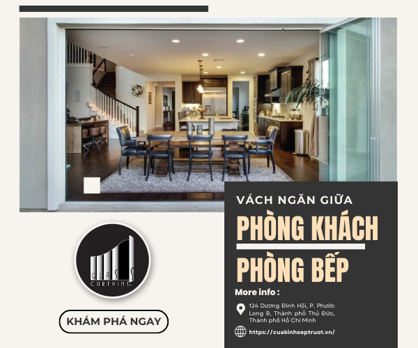 Vách ngăn đẹp giữa phòng khách và bếp: Xếp trượt, di động