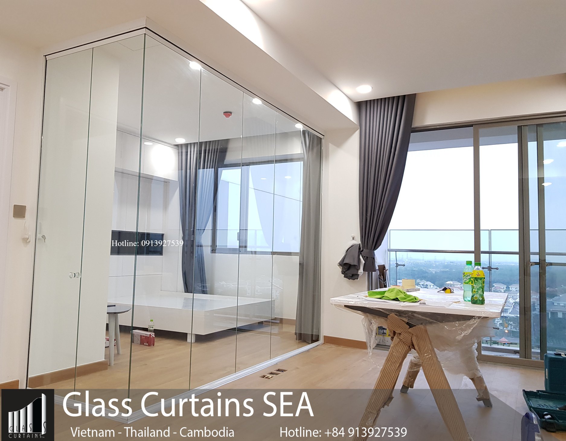 Thi công vách ngăn kính phòng ngủ đẹp tại Glass Curtains SEA chất lượng