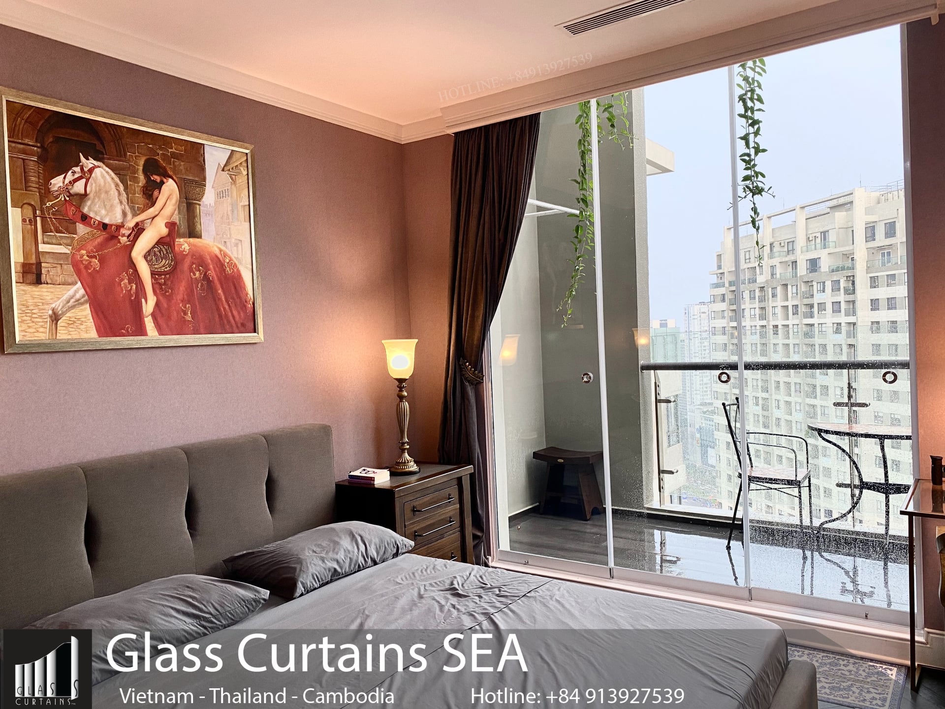 Thi công vách ngăn kính phòng ngủ đẹp tại Glass Curtains SEA