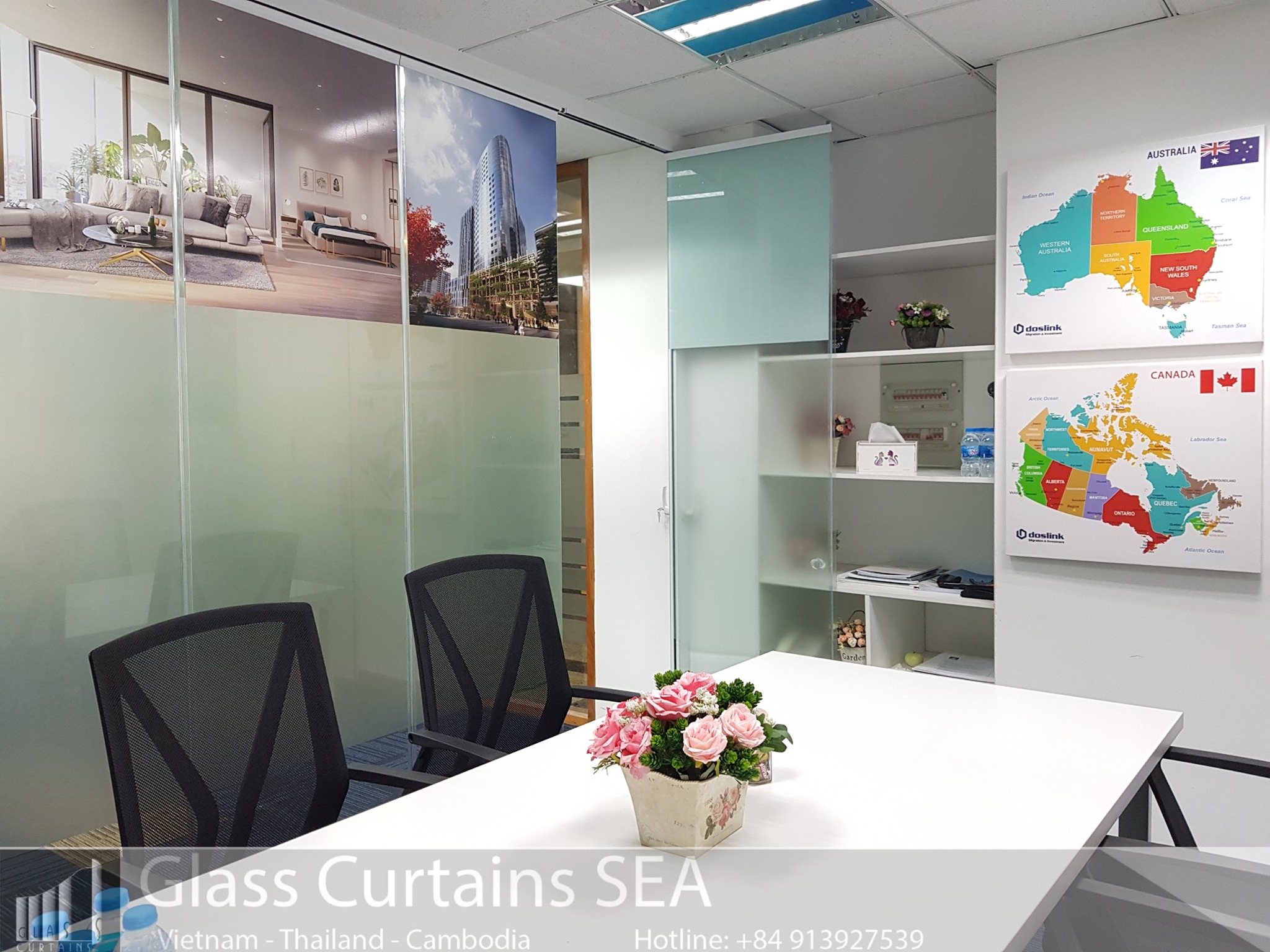 Thi công vách ngăn kính văn phòng tại Glass Curtains SEA