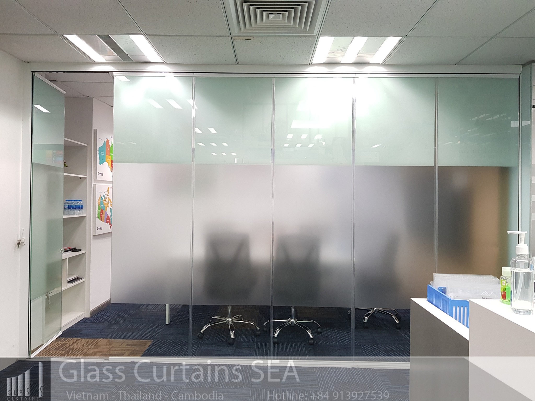 Thi công vách ngăn kính văn phòng tại Glass Curtains SEA 1