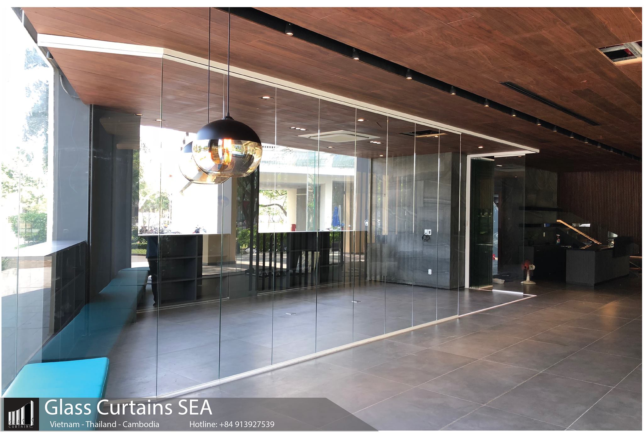 Glass Curtain Sea thi công vách ngăn nhôm kính cửa lùa 5