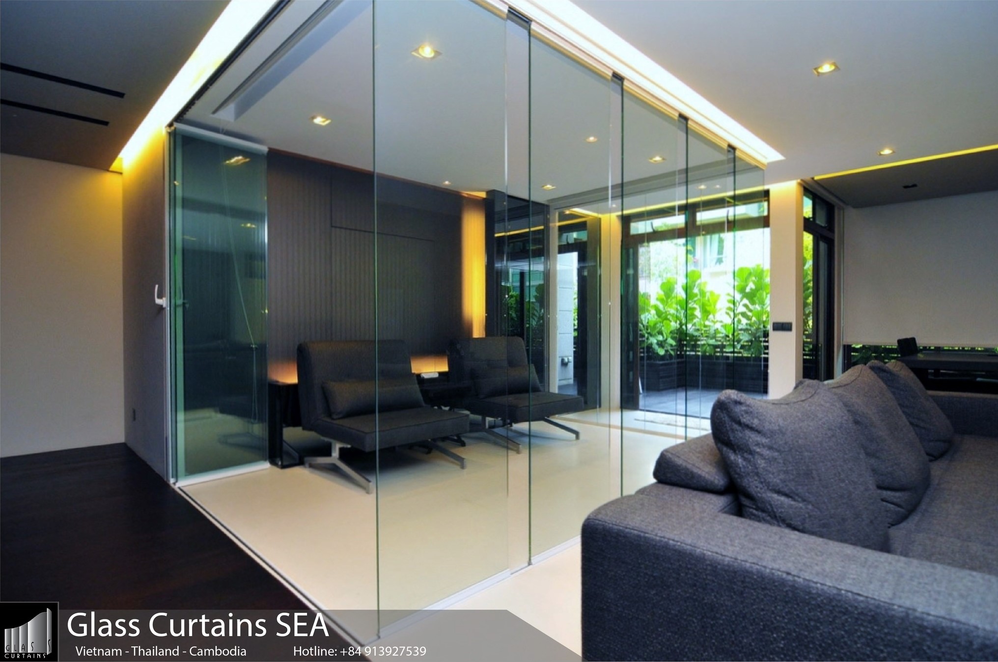 Thi công vách ngăn phòng khách tại Glass Curtains SEA hiện đại nhất