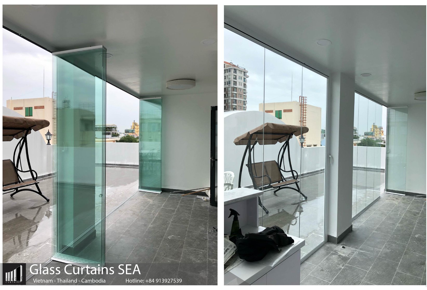 Glass Curtain Sea thi công vách ngăn phòng khách và bếp chung cư 4