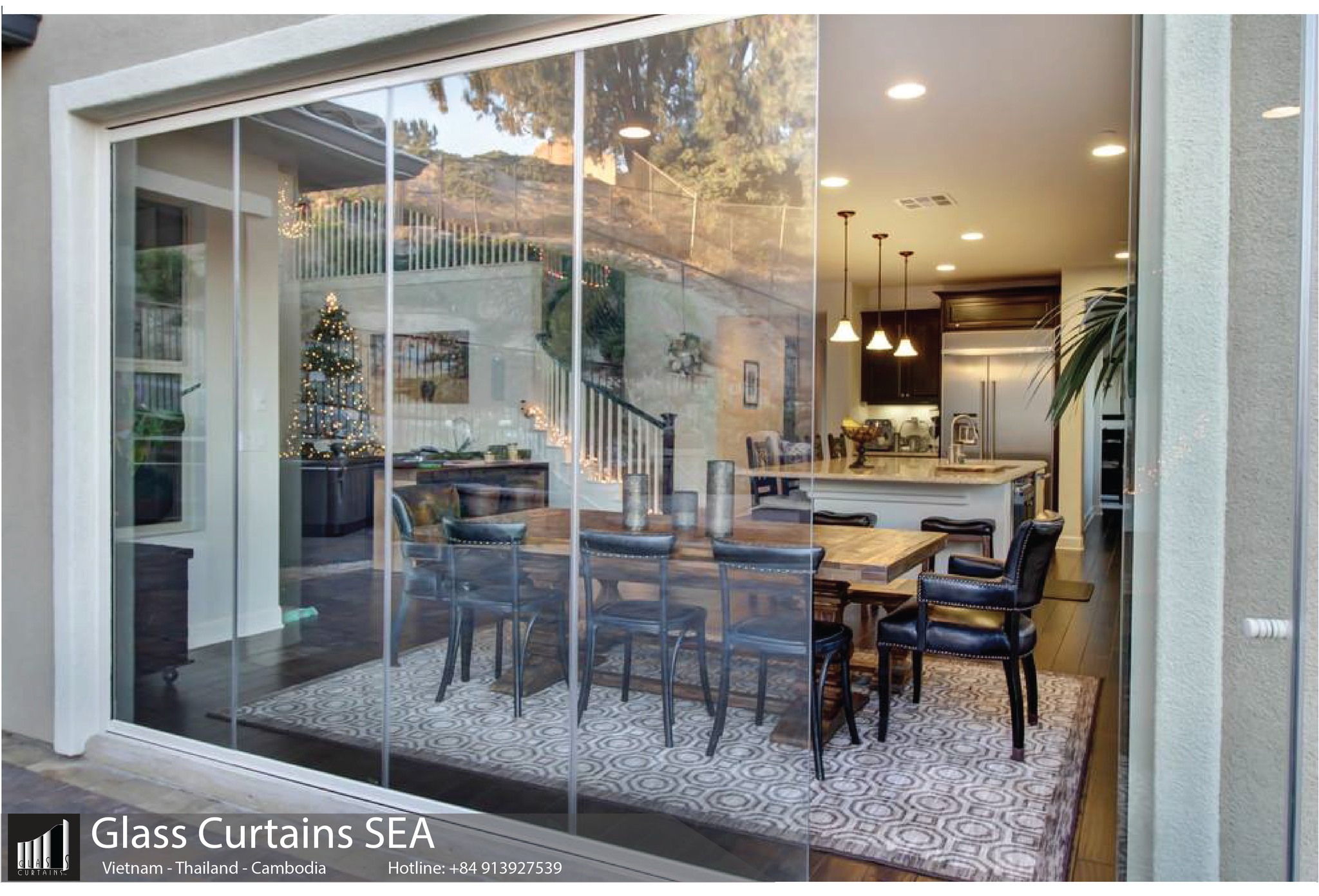 Glass Curtain Sea thi công vách ngăn phòng khách và bếp chung cư 1