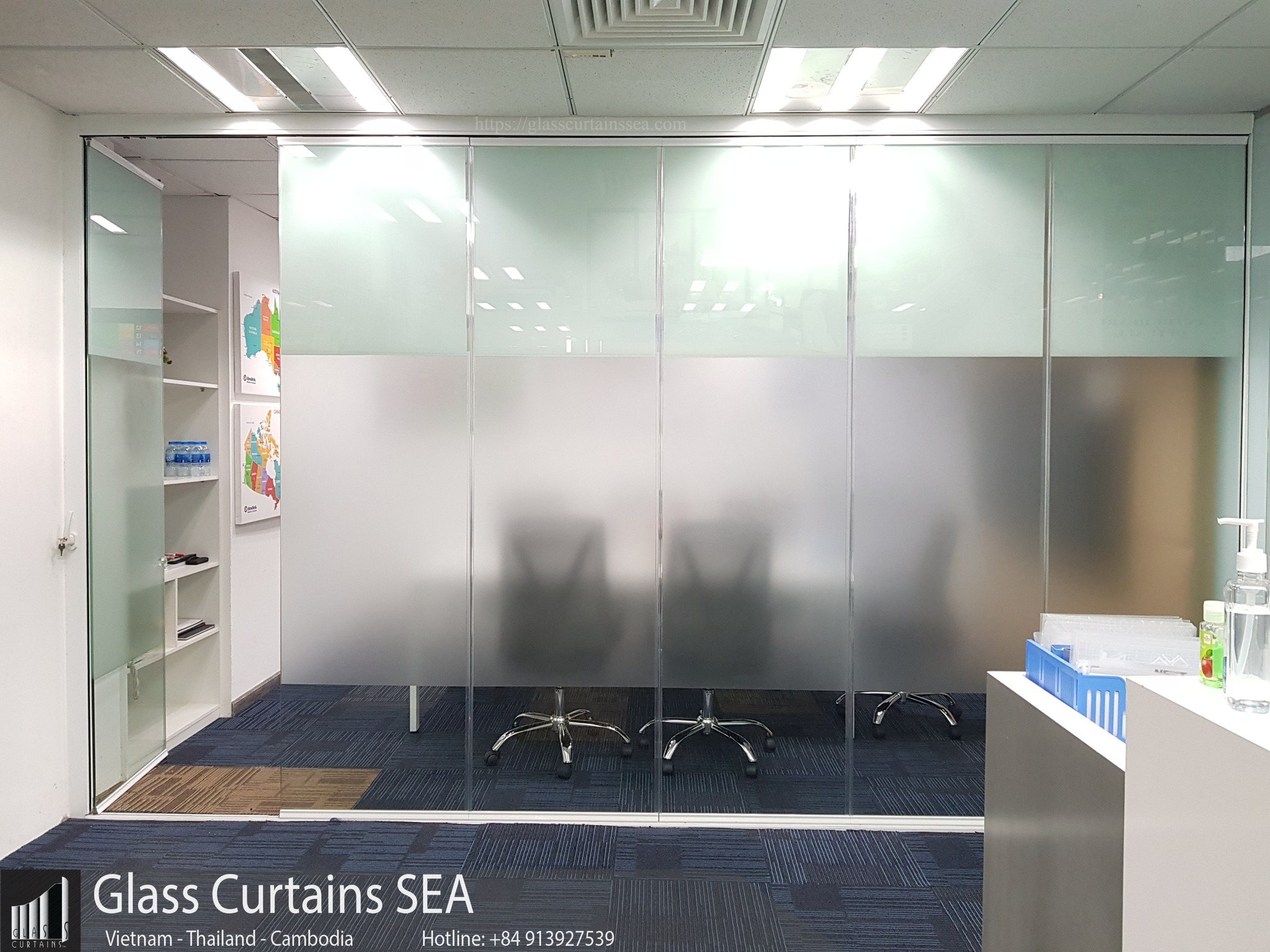 Thi công vách ngăn văn phòng tại Glass Curtains SEA